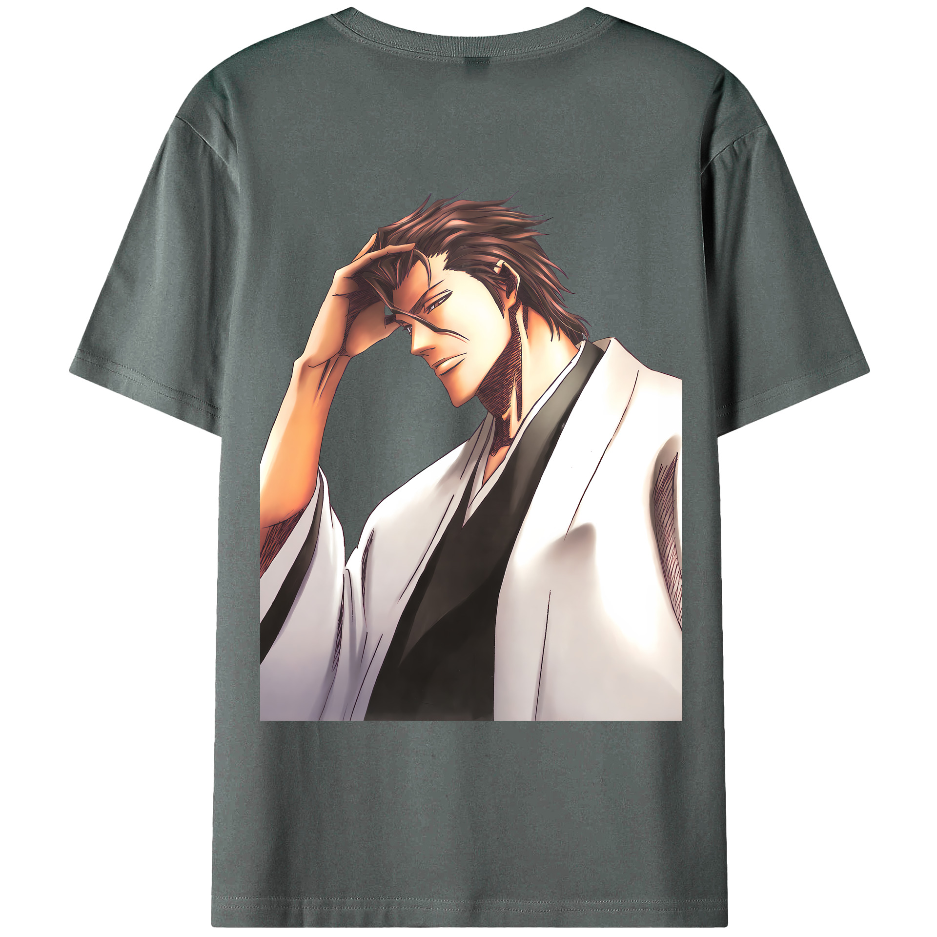 （画像用） ブリーチ 藍染 惣右介（あいぜん そうすけ） BLEACH Aizen Sousuke 綿100％ メンズ半袖Tシャツ（バックプリント） 通気性